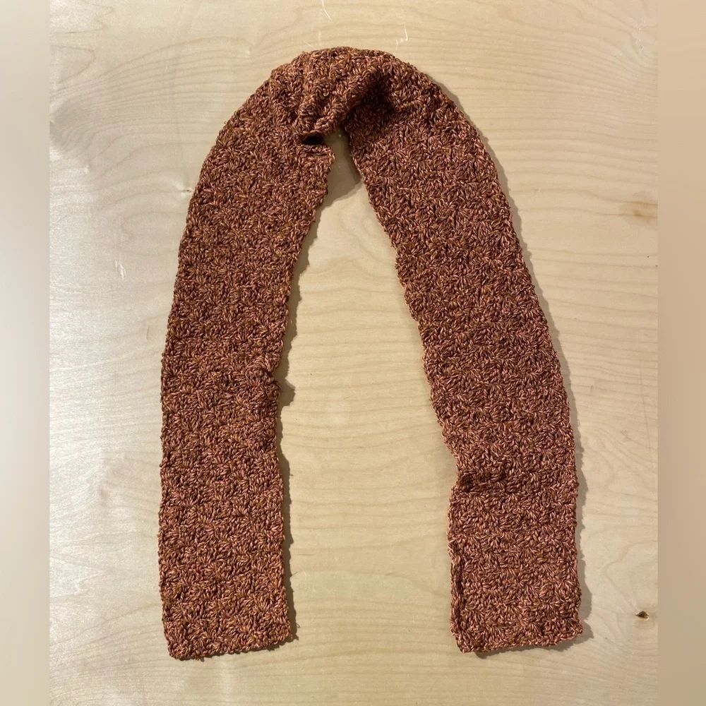 Textured Brown Crochet Scarf (EZ)